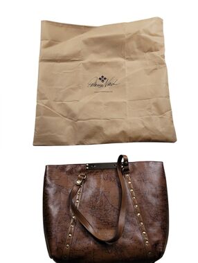 Patricia Nash Zancona Tote in Heritage Map Print - Studded Leather Shoulder Bag